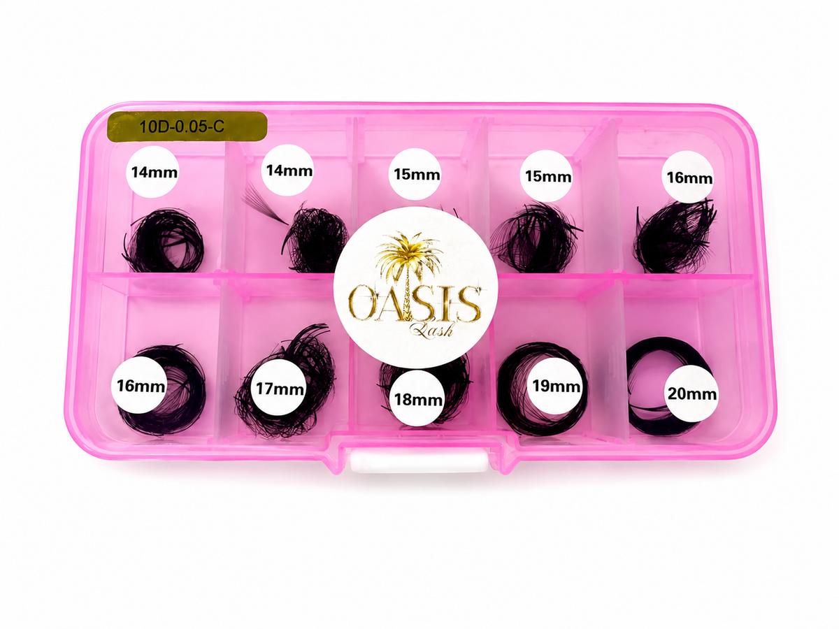 10D Narrow Premade Eyelash Extensions 0.05C 14-20mm 500 fans