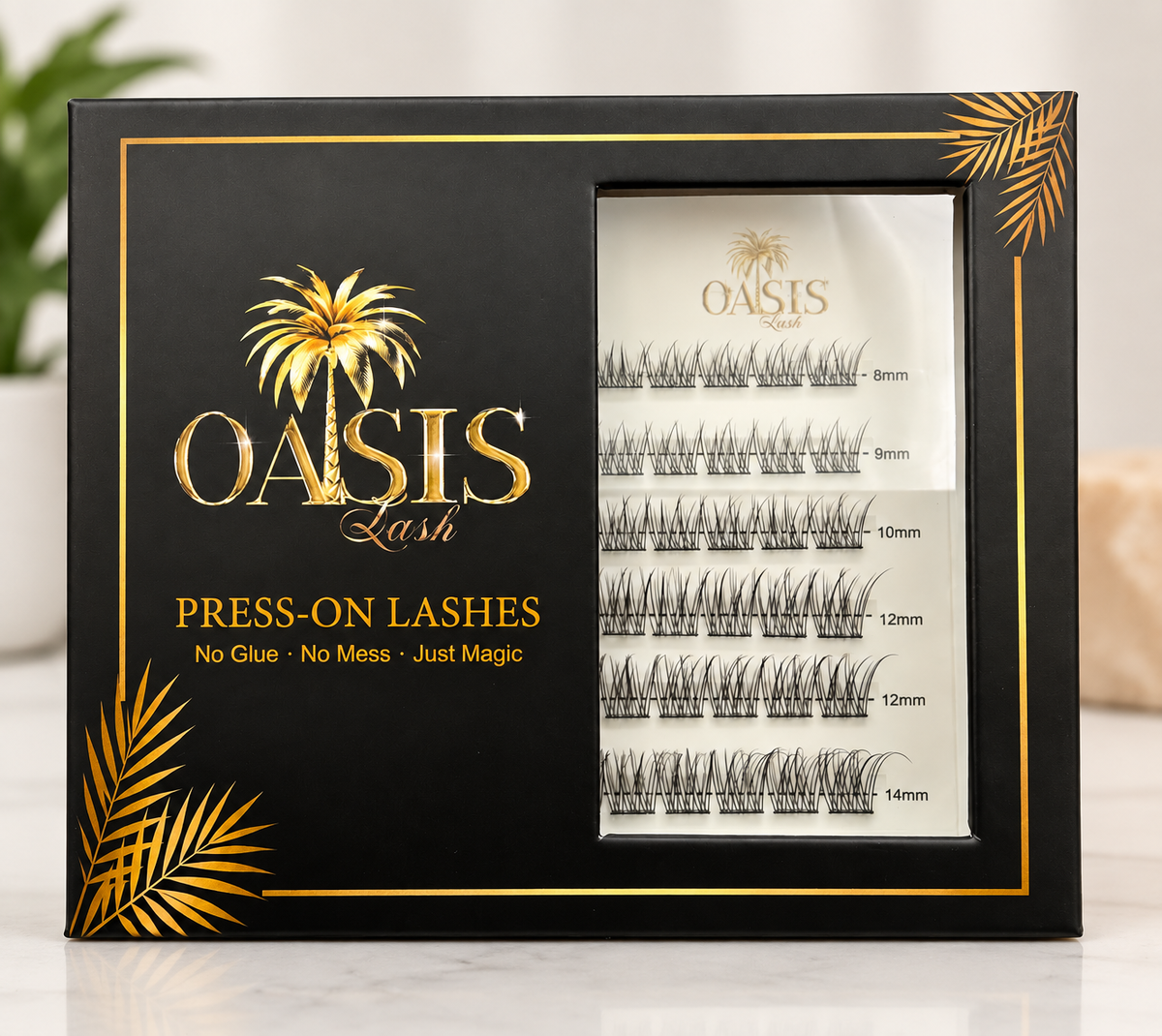 Press On Lashes – Wispy Natural Effect, Mix 8–14 mm, 72 Clusters