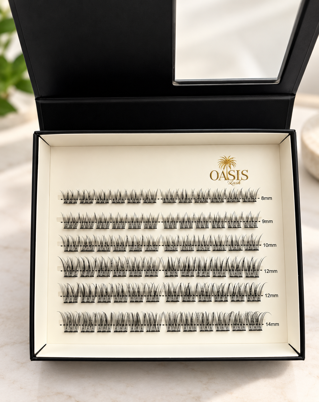 Press On Lashes – Wispy Natural Effect, Mix 8–14 mm, 72 Clusters